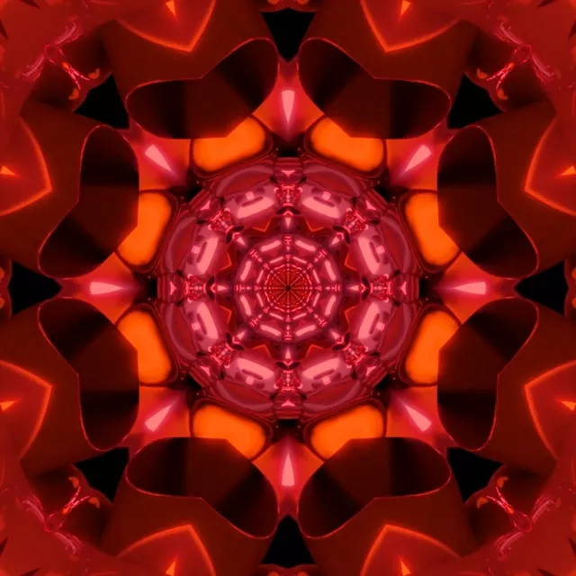Red Neon Tunnel Kaleidoscope Screensaver 1:1 Square 60fps VJ Loop