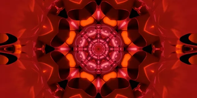 Terowongan Neon Merah Kaleidoskop Screensaver 2:1 Univisium 60fps VJ Loop