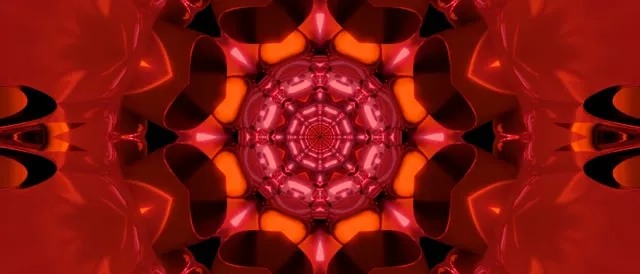 Red Neon Tunnel Kaleidoscope Screensaver 21:9 Ultrawide 60fps VJ Loop