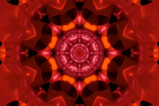 Tunnel Néon Rouge Kaléidoscope Économiseur d'Écran 3:2 Surface 60fps VJ Loop