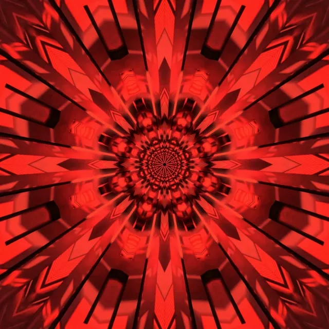 Červený Fraktál Kaleidoskop Neon Tunel VJ Loop 1:1 Square 60fps Spořič