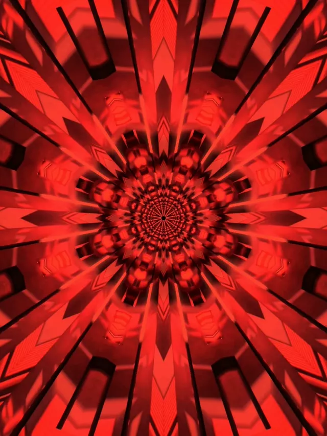 Fractal Roșu Calidoscop Tunel Neon VJ Loop 3:4 iPad Portrait 60fps Screensaver