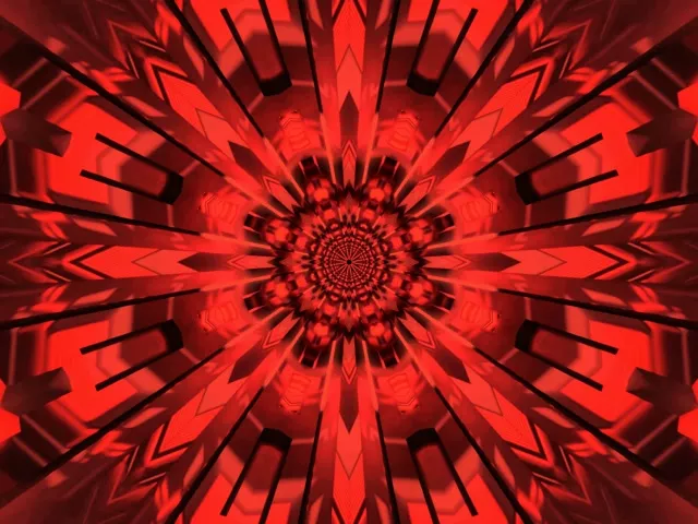 Terowong Neon Merah Fraktal Kaleidoskop Letupan VJ Loop 4:3 Klasik 60fps Penyelamat Skrin