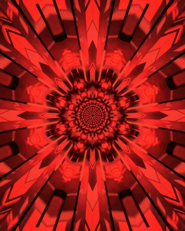 Fractal Roșu Calidoscop Tunel Neon VJ Loop 4:5 Instagram 60fps Screensaver