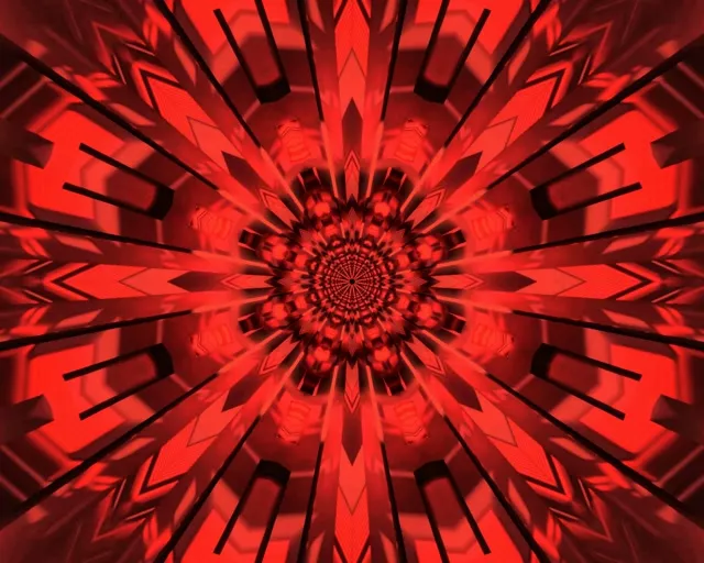 פרקטל אדום קליידוסקופ מנהרת ניאון 5:4 תעשייתי 60fps שומר מסך Vj loop