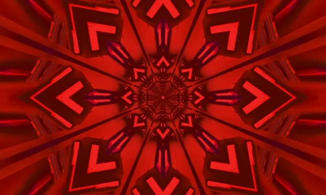 Červený Fraktál Kaleidoskop Neon Tunel VJ Loop 5:3 Wide 60fps Spořič
