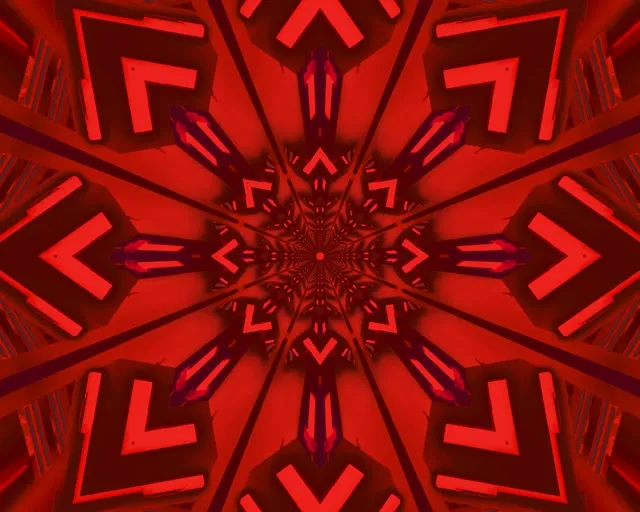 Túnel de Neón Fractal Caleidoscopio Vermello 5:4 industrial 60fps Protector de Pantalla VJ Loop