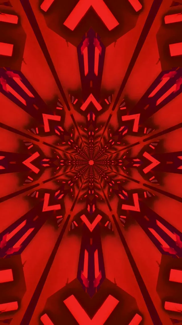 Red Fractal Kaleidoscope Neon Tunnel Vj Loop 9:16 Reels 60fps Screensaver