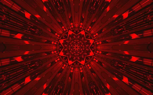 Túnel Neón Vermello Caleidoscopio Protector de Pantalla 60fps 16:10 MacBook VJLoops