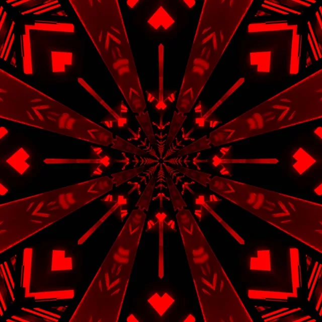 Červený Neonový Tunel Kaleidoskop VJ Loop 1:1 Čtverec 60fps Šetřič Obrazovky