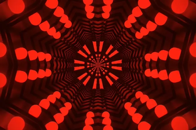 Đường Hầm Neon Kaleidoscope Đỏ Vj Loop 3:2 Surface 60fps Screensaver