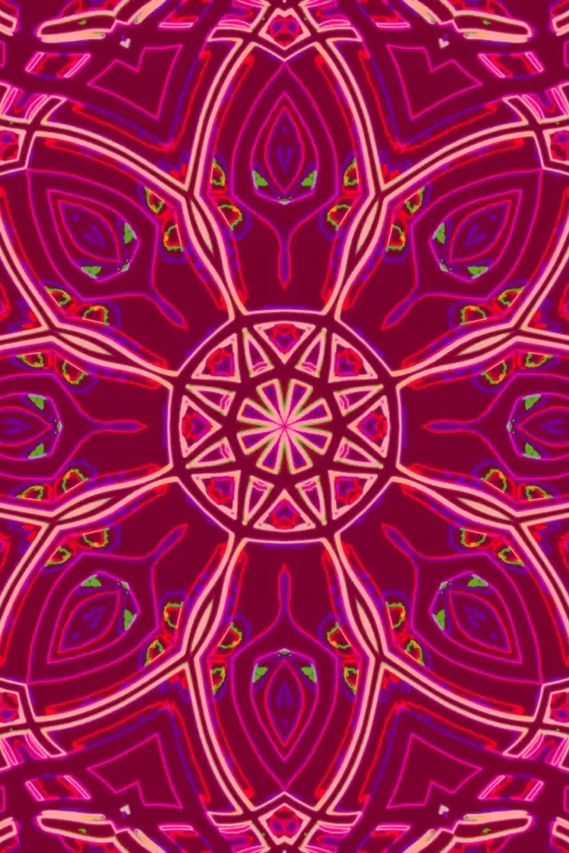 Neon Tunela Kaleidoskopio Mandala 2:3 Argazki Bertikala 60fps Pantaila-babeslea VJ Loop