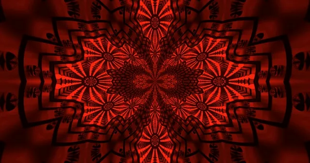 Červený Neon Tunel Mandala 4K UHD 60fps Šetrič Obrazovky Windows PC VJ Loop