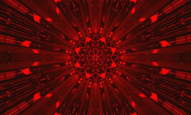 Rød Neon Tunnel Mandala Skjermbeskytter 5:3 Bred 60fps VJ Loop PC