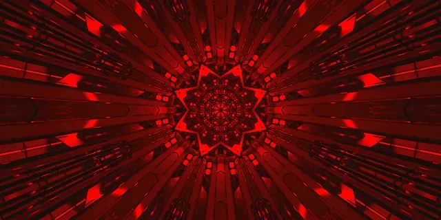Црвен Неон Тунел Мандала Чувар на Екранот 60fps 2:1 Univisium VJ Loop