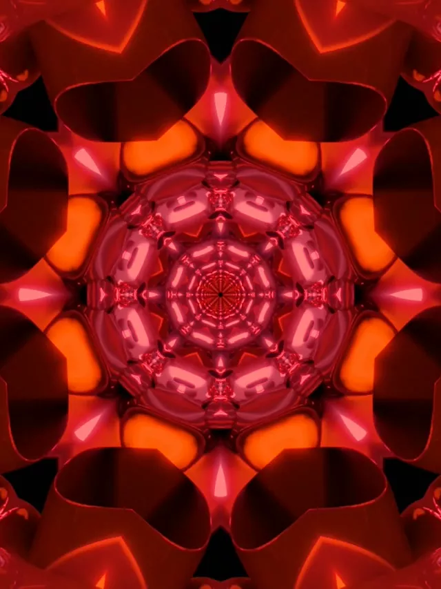 Sarkans Neona Tunelis Mandala Ekrānsaudzētājs 60fps 3:4 iPad Portrets VJ Cilpa