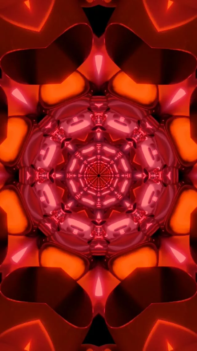 Rotes Neon Tunnel Mandala Screensaver 60fps 9:16 Reels Vj Loop