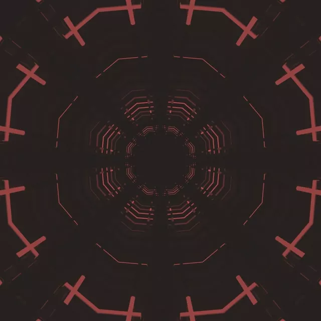 Túnel Neón Vermello Octógono Grella Cruz VJ Loop 1:1 Cadrado 60fps Protector de Pantalla