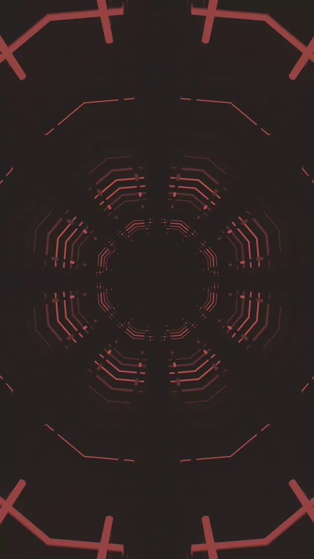 Red Neon Tunnel Octagon Grid VJ Loop 9:16 Reels 60fps Screensaver