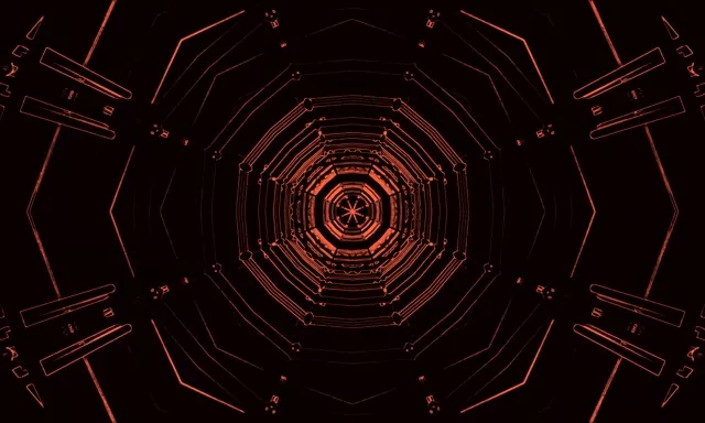 Rdeči Neonski Tunel Osemkotni Vrtinec VJLoops 5:3 Wide 60fps Ohranjevalnik zaslona