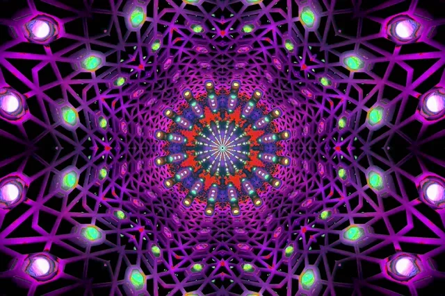 Neon Tunel Crveni Fraktalni Kaleidoskop Vj Loop 3:2 Surface 60fps Screensaver