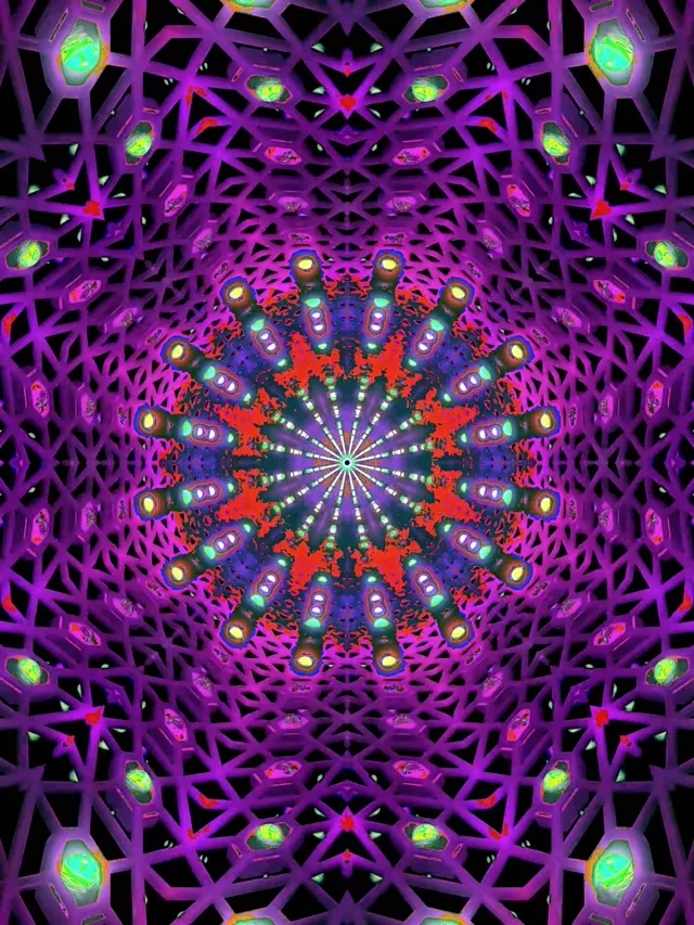 Neon Tonnel Rooi Pers Fraktaal Kaleidoskoop Vj Loop 3:4 iPad Portret 60fps Skermbewaarder