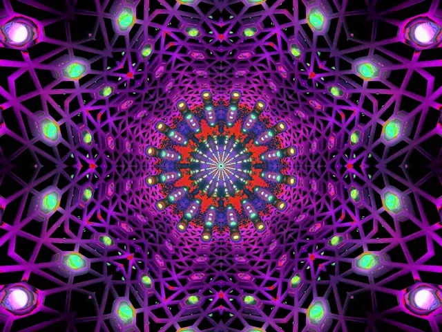 Neon Tunnel Rdeč Fraktal Kaleidoskop VJ Loop 4:3 Klasični 60fps Ohranjevalnik zaslona