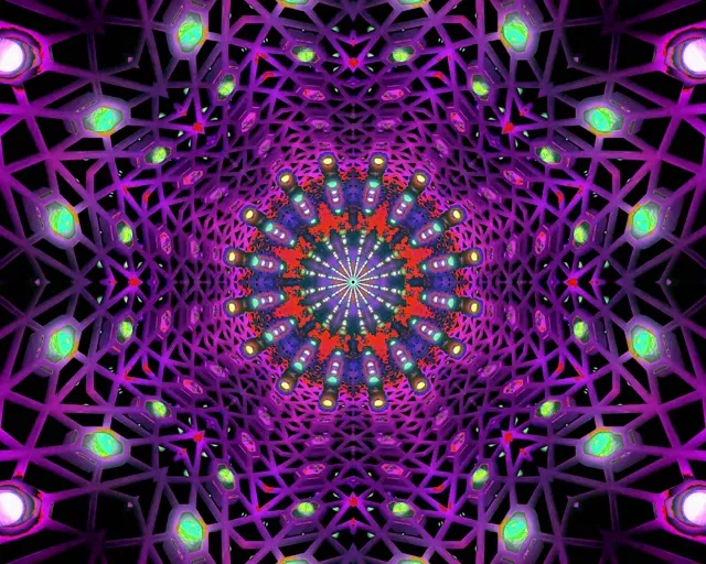 Neonowy Tunel Czerwony Fraktalny Kalejdoskop 5:4 industrial 60fps Wygaszacz Vj Loop