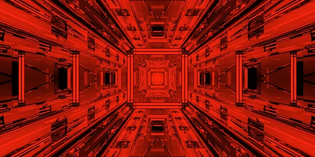 Roter Neon Tunnel Fraktal Vortex 2:1 Univisium 60fps Screensaver VJ Loop