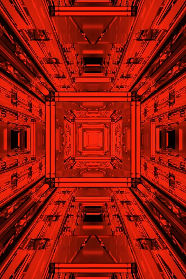 Túnel Neón Vermello Fractal Cadrado Vórtex VJ Loop 60fps 2:3 Foto Retrato Protector de pantalla