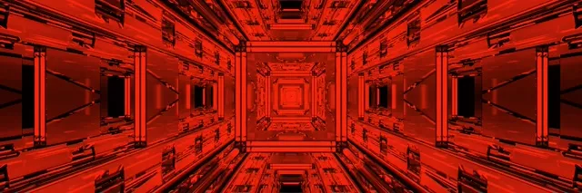 Roter Neon Tunnel Fraktal Quadrat Vortex VJ Loop 3:1 Triple Wide 60fps Screensaver