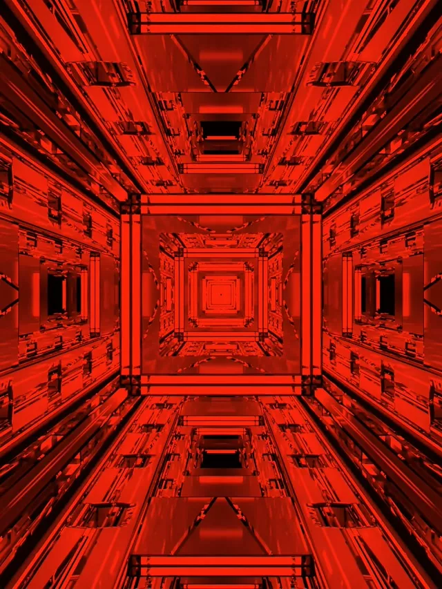 Roter Neon Tunnel VJ Loop Fraktal Quadrat Vortex 3:4 iPad Portrait 60fps Screensaver