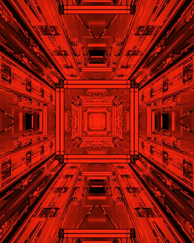 Tunnel Neon Rosso Vortice Quadrato Frattale VJ Loop 60fps 4:5 Instagram Screensaver