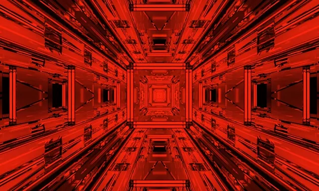 Túnel Neón Vermello Fractal Cadrado Vórtex VJ Loop 5:3 Ancho 60fps Protector de pantalla