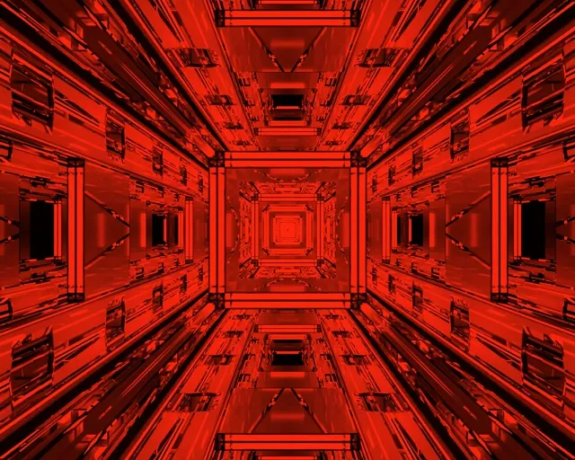 نفق النيون الأحمر دوامة فركتال VJ Loop 60fps 5:4 صناعي كاشف الشاشة