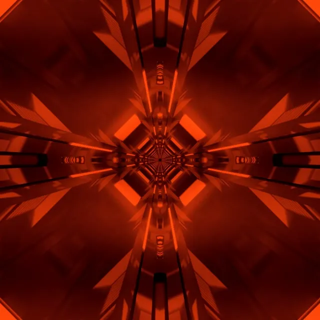 Túnel Neón Vermello Caleidoscopio Cruz VJ Loop 1:1 Cadrado 60fps Protector de Pantalla