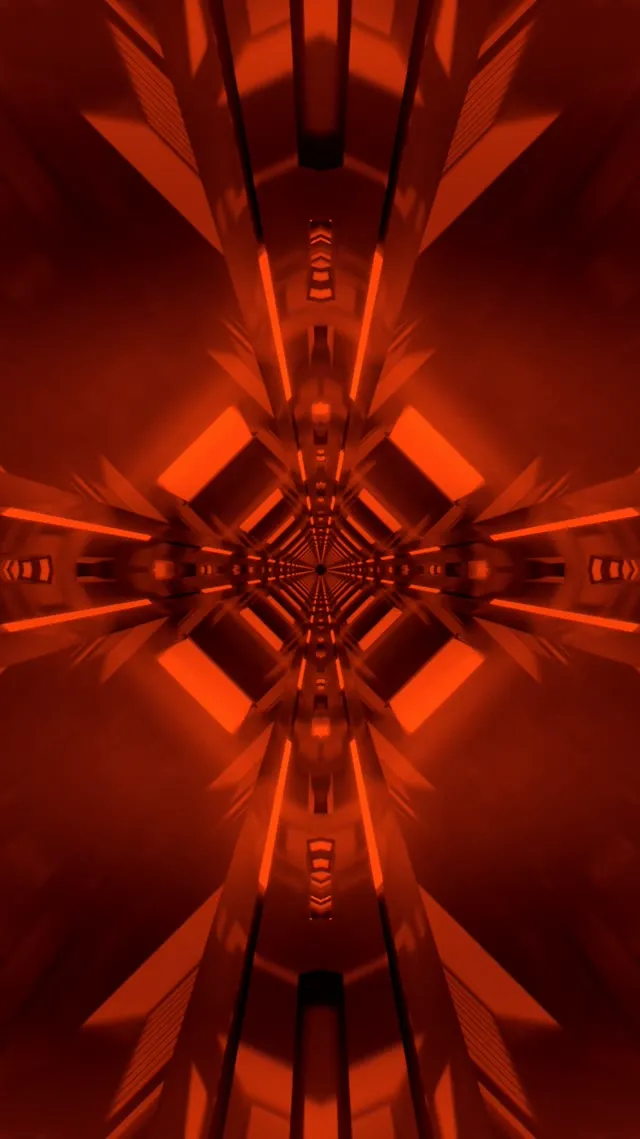 Red Neon Tunnel Kaleidoscope Vj Loop 9:16 Reels 60fps Screensaver