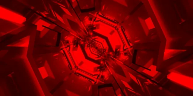 Red Neon Tunnel Spiraling Octagon Vortex VJ Loop 2:1 Univisium 60fps Screensaver