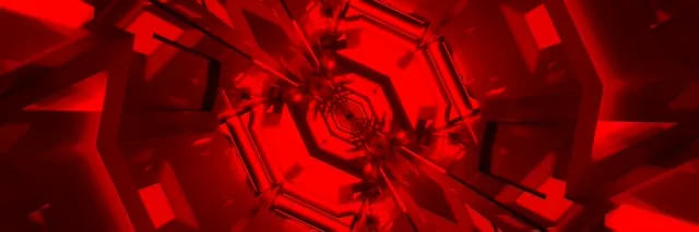 Red Neon Tunnel Octagon Vortex Vj Loop 3:1 Triple Wide 60fps Screensaver