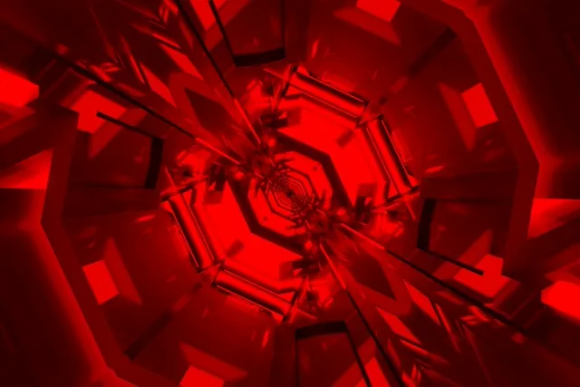 Crveni Neon Tunel Spiralni Heksagon VJ Loop 3:2 Surface 60fps Čuvar Ekrana