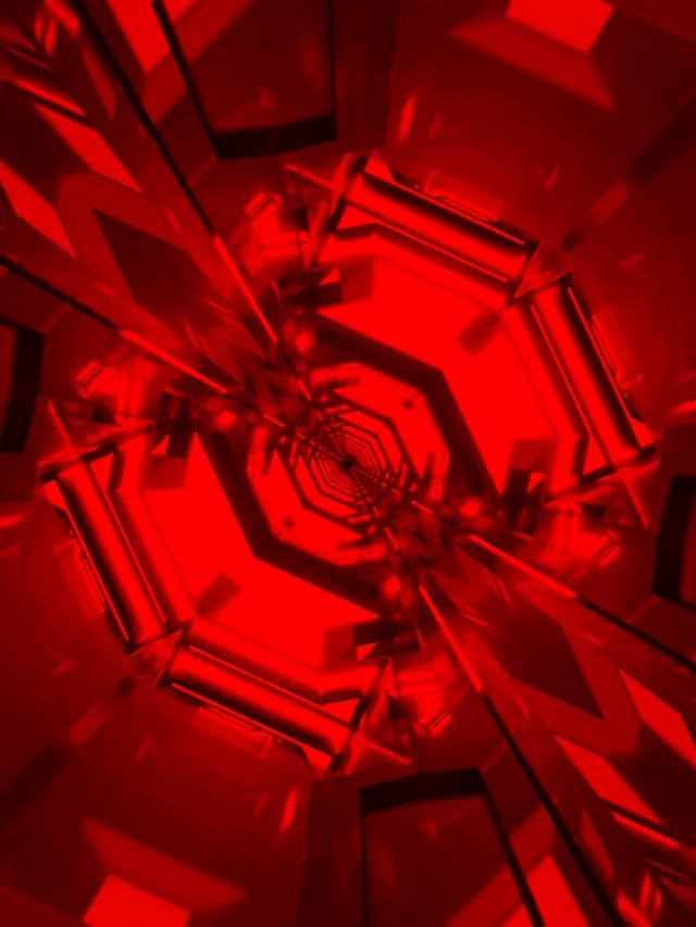 Túnel de Neón Rojo Vórtice Octágono Espiral VJLoops 60fps Salvapantallas 3:4 iPad Vertical