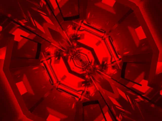 Roter Neon-Tunnel Spiral Hexagon Vortex VJLoop 4:3 Classic 60fps Bildschirmschoner