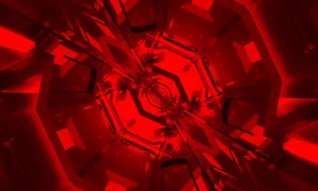 Túnel Neó Vermell Hexàgon Espiral VJ Loop 5:3 Wide 60fps Estalvi de pantalla