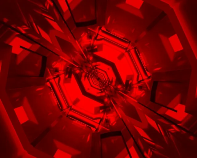 Červený Neonový Tunel Spirálový Diamantový Vír VJLoops 5:4 Industrial 60fps Spořič obrazovky