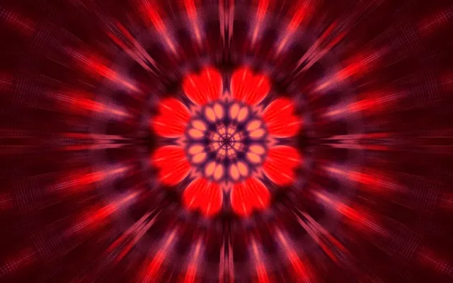 Neon Tunnel Red Fractal Kaleidoscope Burst Vj Loop 16:10 Macbook 60fps Screensaver
