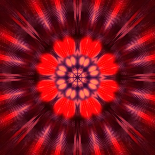 VJ Loop تونل نئون انفجار کالیدوسکوپ فرکتال قرمز 1:1 square 60fps محافظ صفحه