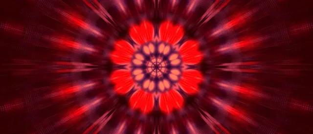 Neon Tunnel Red Kaleidoscope Burst VJ Loop 21:9 Ultrawide 60fps Screensaver
