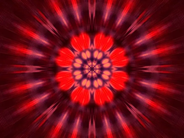 Neon-Tunnel Rot Fraktal Kaleidoskop Burst VJLoop 4:3 Classic 60fps Bildschirmschoner