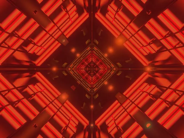 อุโมงค์นีออนสีแดง เพชรหมุนวน Vj Loop 4:3 Classic 60fps สกรีนเซฟเวอร์