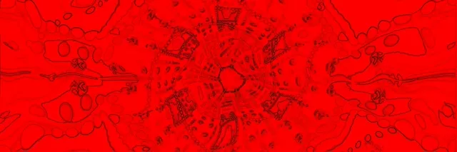 Rød Fraktal Kaleidoskop Neon Tunnel VJ Loop 3:1 Triple Wide 60fps Pauseskærm